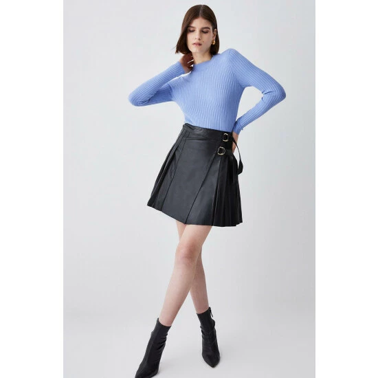 Best deal ✨ KarenMillen Leather Pleated Buckle Kilt 👗 Skirt For Female 😀 2 Best deal ✨ KarenMillen Leather Pleated Buckle Kilt 👗 Skirt For Female 😀 - Image 2