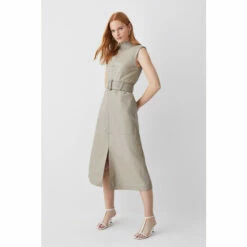 Coupon ✨ KarenMillen Leather Belted High Neck Midi 👗 Dress For Female 🧨 -Karen Millen Sales unnamed file 581