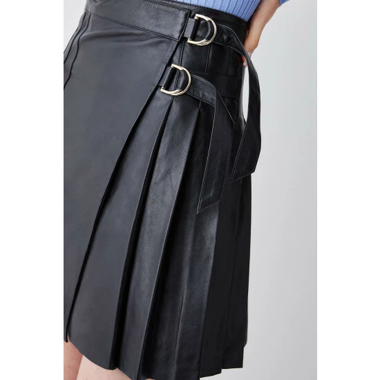 Best deal ✨ KarenMillen Leather Pleated Buckle Kilt 👗 Skirt For Female 😀 3 Best deal ✨ KarenMillen Leather Pleated Buckle Kilt 👗 Skirt For Female 😀 - Image 3