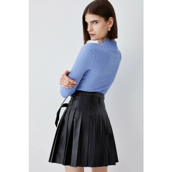 Best deal ✨ KarenMillen Leather Pleated Buckle Kilt 👗 Skirt For Female 😀 5 Best deal ✨ KarenMillen Leather Pleated Buckle Kilt 👗 Skirt For Female 😀 - Image 5