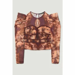 Outlet 🎁 KarenMillen Tie Dye Woven Tape Detail Top For Female ⌛ -Karen Millen Sales unnamed file 5820