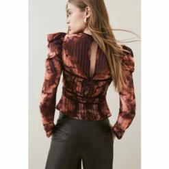 Outlet 🎁 KarenMillen Tie Dye Woven Tape Detail Top For Female ⌛ -Karen Millen Sales unnamed file 5821