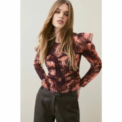 Outlet 🎁 KarenMillen Tie Dye Woven Tape Detail Top For Female ⌛ -Karen Millen Sales unnamed file 5822