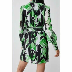 Best Pirce 🤩 KarenMillen Jigsaw Geo Georgette Belted Woven 👕 Shirt 👗 Dress For Female 🌟 -Karen Millen Sales unnamed file 5828