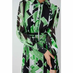 Best Pirce 🤩 KarenMillen Jigsaw Geo Georgette Belted Woven 👕 Shirt 👗 Dress For Female 🌟 -Karen Millen Sales unnamed file 5829