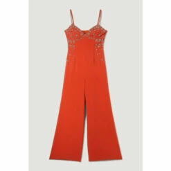 Budget ⌛ KarenMillen Embellished Lace Mix Strappy Woven Jumpsuit For Female 👍 -Karen Millen Sales unnamed file 5839