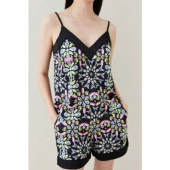 Flash Sale 🔔 KarenMillen Geometric Satin Nightwear Cami For Female ⌛