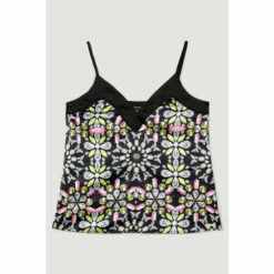 Flash Sale 🔔 KarenMillen Geometric Satin Nightwear Cami For Female ⌛ -Karen Millen Sales unnamed file 5845