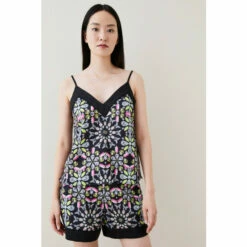 Flash Sale 🔔 KarenMillen Geometric Satin Nightwear Cami For Female ⌛ -Karen Millen Sales unnamed file 5846