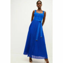 Hot Sale 🧨 KarenMillen Top Stitch And Pleat Detail Woven Midi 👗 Dress For Female 🧨 -Karen Millen Sales unnamed file 5854