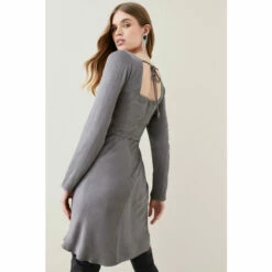 Brand new 🎁 KarenMillen Satin Embellished Long Sleeve Mini 👗 Dress For Female 😍 -Karen Millen Sales unnamed file 5888