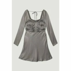 Brand new 🎁 KarenMillen Satin Embellished Long Sleeve Mini 👗 Dress For Female 😍 -Karen Millen Sales unnamed file 5889