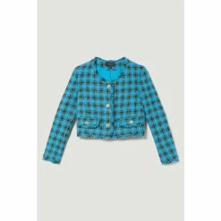 Discount ⭐ KarenMillen Italian Check Boucle Tailored Collarless Jacket For Female ✨ -Karen Millen Sales unnamed file 5901