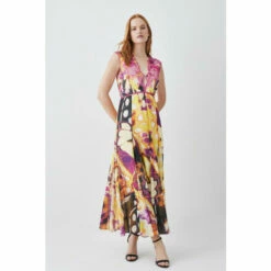 Outlet 👏 KarenMillen Floral Applique Kimono Woven Maxi 👗 Dress For Female 🤩