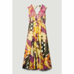 Outlet 👏 KarenMillen Floral Applique Kimono Woven Maxi 👗 Dress For Female 🤩 -Karen Millen Sales unnamed file 5916