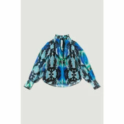 Buy 🎁 KarenMillen Petite Mirrored Kaleidoscope Woven Blouse For Female 💯 -Karen Millen Sales unnamed file 594