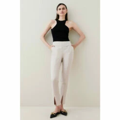 New ✨ KarenMillen Essential Techno Crop Front Split Trouser For Female 😀 -Karen Millen Sales unnamed file 5943