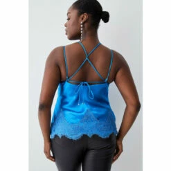 Best Sale 🥰 KarenMillen Plus Size Textured Satin Lace Hem Woven Cami For Female 🥰 -Karen Millen Sales unnamed file 5946