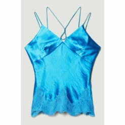 Best Sale 🥰 KarenMillen Plus Size Textured Satin Lace Hem Woven Cami For Female 🥰 -Karen Millen Sales unnamed file 5947