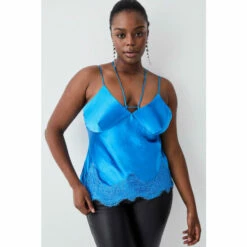 Best Sale 🥰 KarenMillen Plus Size Textured Satin Lace Hem Woven Cami For Female 🥰 -Karen Millen Sales unnamed file 5948
