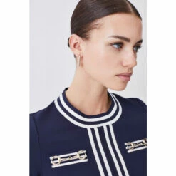 Cheap 😉 KarenMillen Petite Short Sleeve Contrast Belted Short Sleeve Midi 👗 Dress For Female 🤩 -Karen Millen Sales unnamed file 599