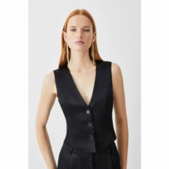 Cheapest ❤️ KarenMillen Luxe Satin Waistcoat For Female 🌟