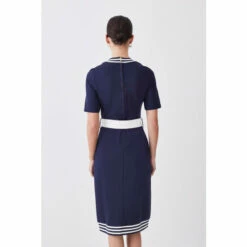 Cheap 😉 KarenMillen Petite Short Sleeve Contrast Belted Short Sleeve Midi 👗 Dress For Female 🤩 -Karen Millen Sales unnamed file 600