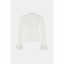 Best deal 🎁 KarenMillen Viscose Blend Feather Cuff Jumper For Female 🎉 -Karen Millen Sales unnamed file 6024