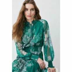 Promo 🤩 KarenMillen Floral Bloom Shirred Detail Woven Maxi 👗 Dress For Female 🔥 -Karen Millen Sales unnamed file 6056