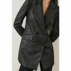 Best Pirce 🧨 KarenMillen Zebra Jacquard Tailored Double Breasted Jacket For Female 👏 -Karen Millen Sales unnamed file 6067