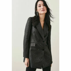 Best Pirce 🧨 KarenMillen Zebra Jacquard Tailored Double Breasted Jacket For Female 👏 -Karen Millen Sales unnamed file 6071