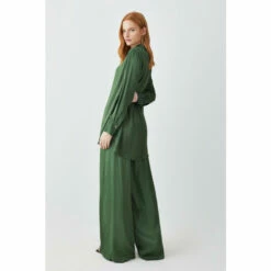 Buy 🧨 KarenMillen Tall Satin Viscose Wide Leg Woven Trousers For Female 🧨 -Karen Millen Sales unnamed file 6074