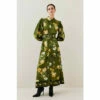Buy ✨ KarenMillen Lydia Millen Petite Floral Belted Woven Midi 👕 Shirt 👗 Dress For Female 👏