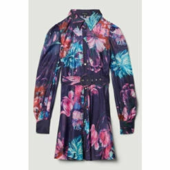 Promo 🛒 KarenMillen Pressed Floral Organdie Mini 👗 Dress For Female 🧨 -Karen Millen Sales unnamed file 6092