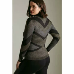 Deals 🎉 KarenMillen Plus Size Sparkle Military Abstract Knit Top For Female 🎉 -Karen Millen Sales unnamed file 6103