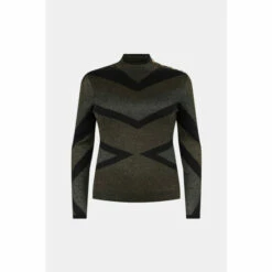 Deals 🎉 KarenMillen Plus Size Sparkle Military Abstract Knit Top For Female 🎉 -Karen Millen Sales unnamed file 6104