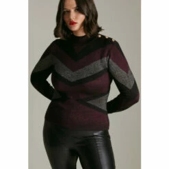 Deals 🎉 KarenMillen Plus Size Sparkle Military Abstract Knit Top For Female 🎉 -Karen Millen Sales unnamed file 6106