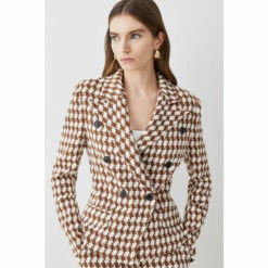 Buy 😍 KarenMillen Check Tweed Military Tailored Blazer For Female 🥰