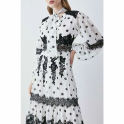 Best Pirce ✨ KarenMillen Polka Dot Mix Lace & Embroidery Maxi 👗 Dress For Female 🔔 -Karen Millen Sales unnamed file 6125
