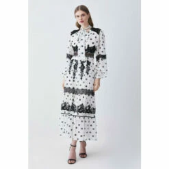 Best Pirce ✨ KarenMillen Polka Dot Mix Lace & Embroidery Maxi 👗 Dress For Female 🔔 -Karen Millen Sales unnamed file 6126
