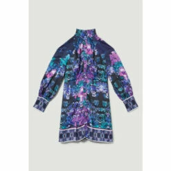 Budget 🌟 KarenMillen Boarder Floral Print Satin Woven Mini 👗 Dress For Female 🔥 -Karen Millen Sales unnamed file 6137