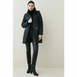 Promo 👍 KarenMillen Lightweight Puffer Packable Midi 🧥 Coat For Female 🎁 -Karen Millen Sales unnamed file 614