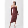 Discount 😀 KarenMillen Petite Gathered Slinky Bardot Maxi 👗 Dress For Female 🥰