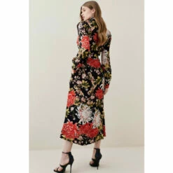 Outlet 😍 KarenMillen Floral Belted Woven Midi 👕 Shirt 👗 Dress For Female 🌟 -Karen Millen Sales unnamed file 6165