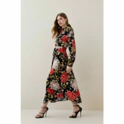 Outlet 😍 KarenMillen Floral Belted Woven Midi 👕 Shirt 👗 Dress For Female 🌟 -Karen Millen Sales unnamed file 6167