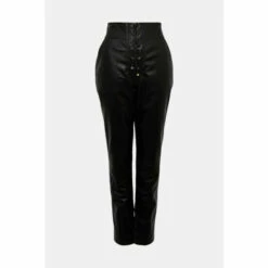 Outlet 💯 KarenMillen Leather Tie Waist Slim Leg Trouser For Female 😀 -Karen Millen Sales unnamed file 6177