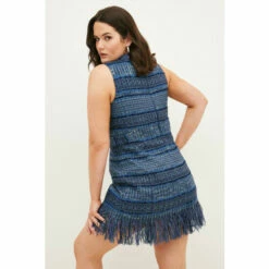 Cheap 🎁 KarenMillen Plus Size Signature Italian Fringed Tweed Mini 👗 Dress For Female 😉 -Karen Millen Sales unnamed file 6183
