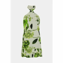 Flash Sale ❤️ KarenMillen Spring Green Botanical Bunches Woven Halter Mini 👗 Dress For Female 🎉 -Karen Millen Sales unnamed file 6189