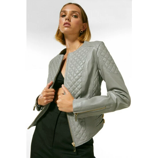 Wholesale โจ KarenMillen Petite Leather Quilted Biker Jacket For Female ๐ 6 Wholesale โจ KarenMillen Petite Leather Quilted Biker Jacket For Female ๐ - Image 6