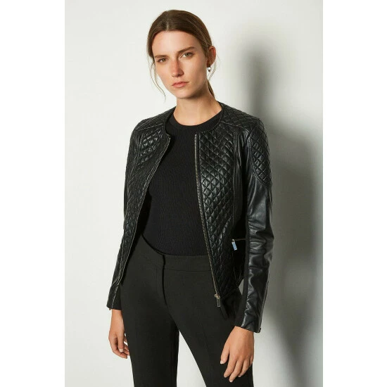 Wholesale โจ KarenMillen Petite Leather Quilted Biker Jacket For Female ๐ 7 Wholesale โจ KarenMillen Petite Leather Quilted Biker Jacket For Female ๐ - Image 7